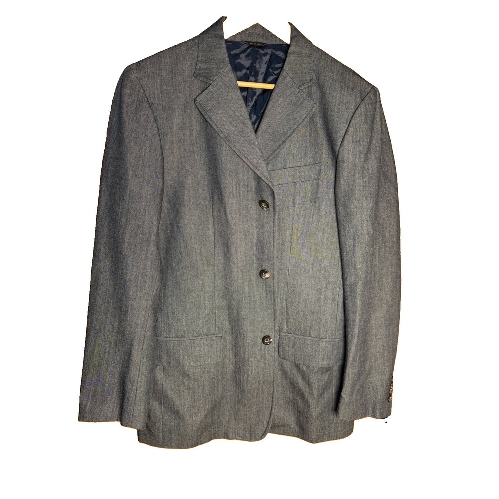 Banana Republic Mens Blazer Size 42R Wool Cotton Gray 3 Button Sport Coat Italy